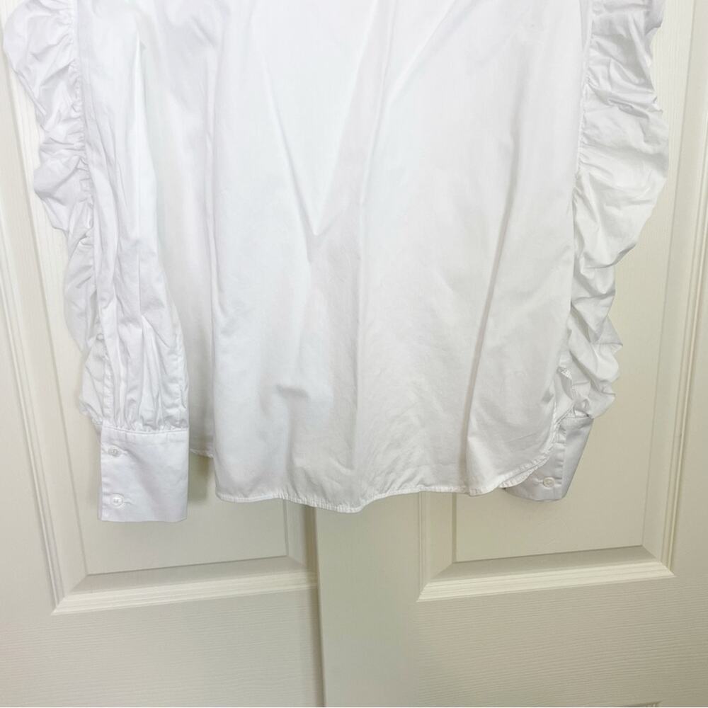Anthropologie Harshman Julianna White Ruched Puff Sleeve Shirt Poplin NWT Sz L - Picture 7 of 9